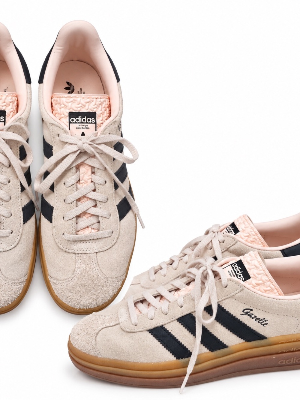 adidas Gazelle Women’s Sneakers Beige Black Pink Accents